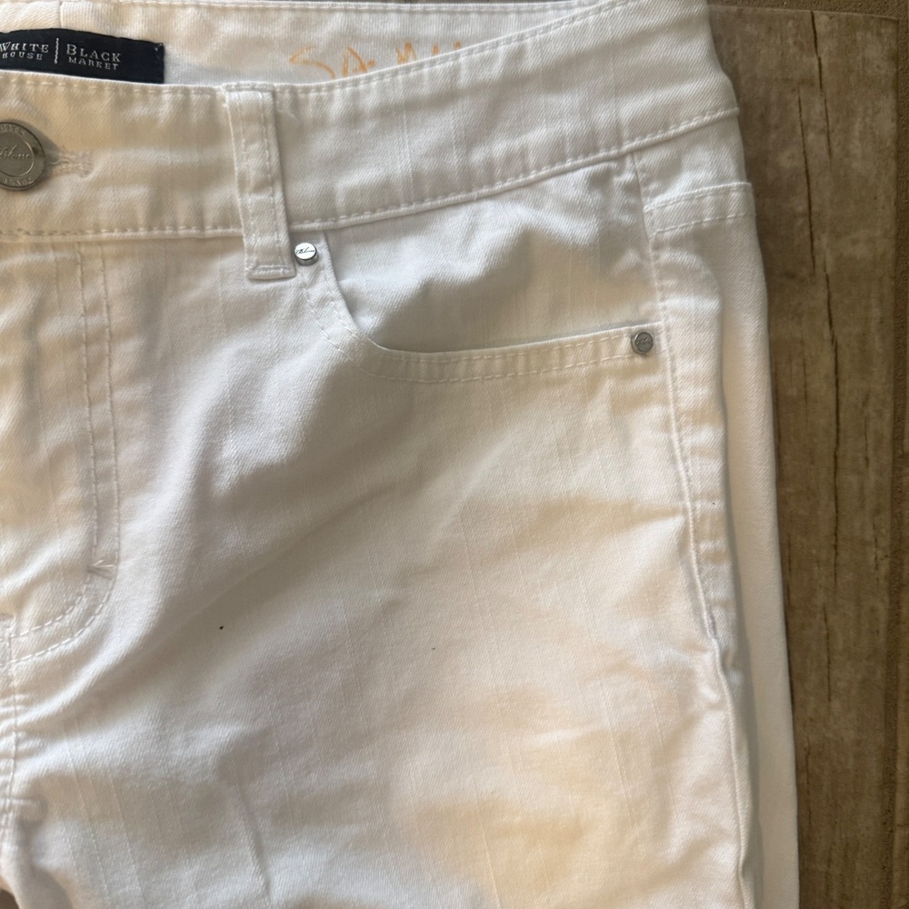 White House Black Market Cropped Jeans in White - Picture 5 of 16